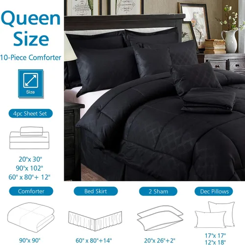 Vista 6 de JML - Juegos de edredón de ropa de cama de microfibra con fundas. Patrón bordado y acolchado de color sólido de lujo. Ideal para cualquier