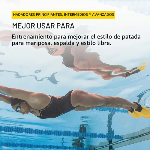 Vista 6 de FINIS Positive Drive - Aletas de natación para los cuatro tiempos, ajuste ergonómico, correa de talón ajustable, color amarillo/negro