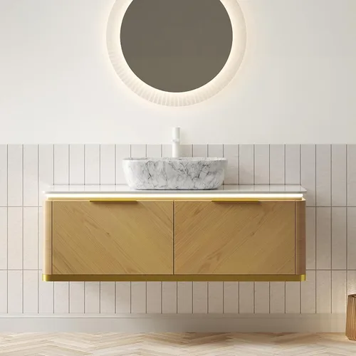 Vista 11 de LKTART Mueble de baño flotante de 36 pulgadas con fregadero, moderno armario de almacenamiento montado en la pared con luz LED, lavabo de cerámica