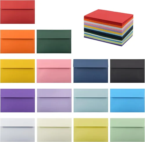 Vista 8 de VANRA Paquete de 150 sobres coloridos para invitaciones, sobres A2 a granel para tarjetas de felicitación de 4.25 x 5.5, invitaciones de boda, fotos