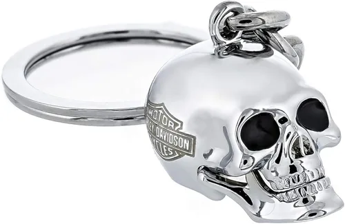 Vista 2 de Harley-Davidson Llavero de metal con calavera 3D con mandíbula móvil, Metálico