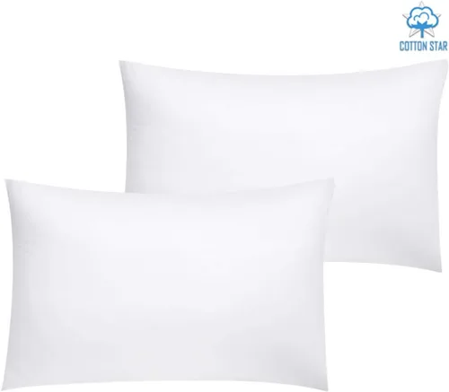 Vista 2 de Cotton Star Fundas de almohada 100% algodón orgánico de 600 hilos, fundas de almohada de algodón blanco de primera calidad, fundas de almohada
