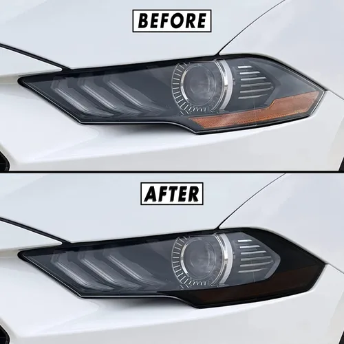 Vista 8 de SlickMod Vinilo precortado de humo claro al 35% de la marca para faros delanteros y faros Ford Mustang 2018-2021