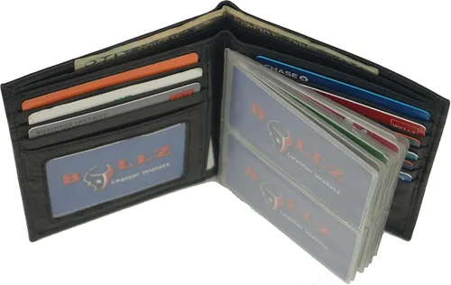 Vista 3 de Billetera de piel para hombre con inserto de vinilo resistente