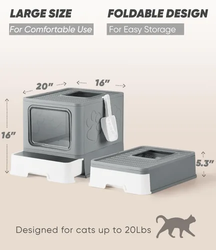 Vista 4 de Caja de Arena Cerrada para Gatos, Caja de Arena Grande para Gatos Grandes, Cajas de Arena Cubiertas para Gatitos con Tapa, Recinto de Caja