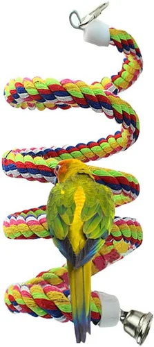 Vista 3 de 2pcs 63in Bird Perch Rope Bungee Bird Toy Pure Natural Parrot Cage Loro Masticar Juguete