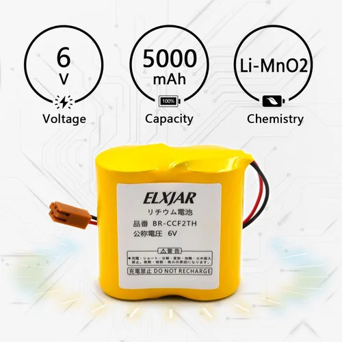 Vista 4 de BR-CCF2TH - Batería de repuesto de litio de 6 V para Fanuc oi Mate Model-D, controles Panasonic, PLC GE Fanuc A06 Series A98L-0001-0902, BR-CCF2TE