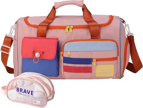 Vista 65 de Bolsa de Gimnasio Pequeña para Mujer, Bolsa de Lona de Viaje, Bolsa de Fin de Semana con Compartimento para Zapatos