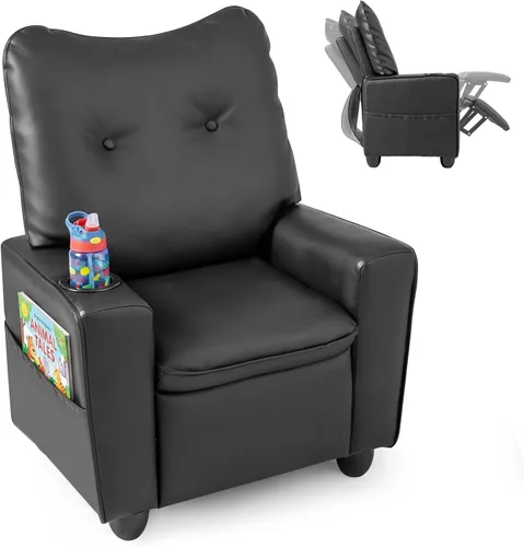Vista 8 de Costzon Silla reclinable para niños con soporte para tazas, 2 bolsillos de Negro