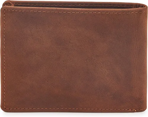 Vista 2 de Zinda Genuine Leathers Billetera para hombre con protección RFID plegable delgada, Beige Bronceado, Cartera para hombre