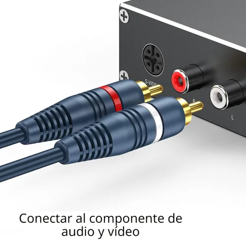 Vista 2 de Divisor RCA 1 hembra a 2 macho, paquete de 2 unidades, RCA Y Splitter Audio Cable Split Adaptador Azul Oscuro - 8 pulgadas