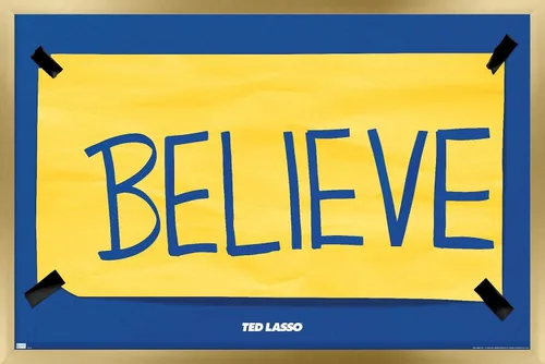 Vista 12 de Trends International Ted Lasso - Póster de pared Believe, 14.725 x 22.375 pulgadas, versión enmarcada de madera de granero