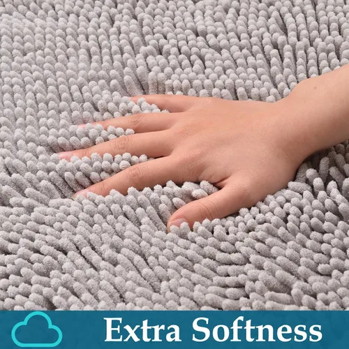 Vista 5 de Juego de 2 alfombras de baño antideslizantes para baños, juego de alfombras de felpilla gruesa y suave, alfombras de baño ultra absorbentes