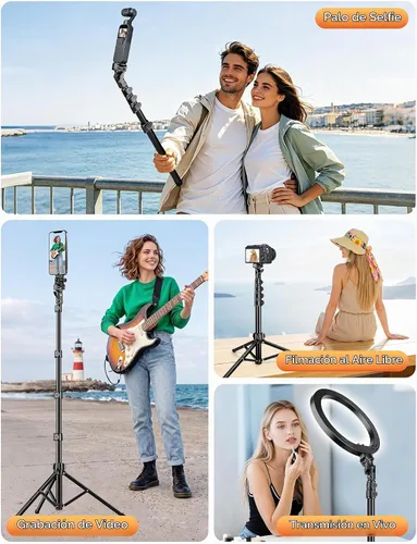 Vista 3 de Trípode magnético de 71 pulgadas para cámara de iPhone con control remoto
