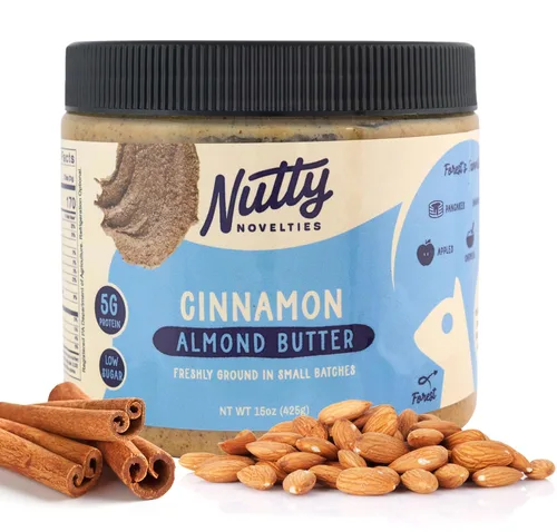 Vista 11 de Nutty Novelties Mantequilla de almendras clásica, alta en proteínas, mantequilla de nuez dulce, sin azúcar añadida, mantequilla de almendras pura