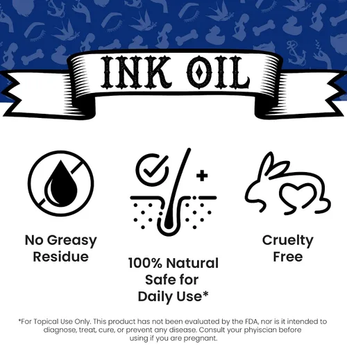 Vista 4 de Ink Oil Aceite orgánico para tatuajes para curación, loción natural para cuidado posterior de tatuajes con aceites esenciales de grado terapéutico
