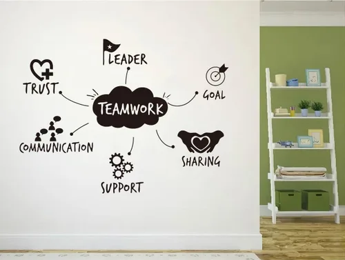 Vista 2 de Adhesivo de pared con cualidades de trabajo en equipo, calcomanías inspiradoras para oficina, decoración de trabajo en equipo, removible, sala