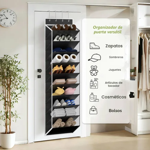 Vista 7 de KEEPJOY Organizador de zapatos de 10 niveles con malla para puerta, colgante con soporte para zapatos para puerta con bolsillos grandes y profundos