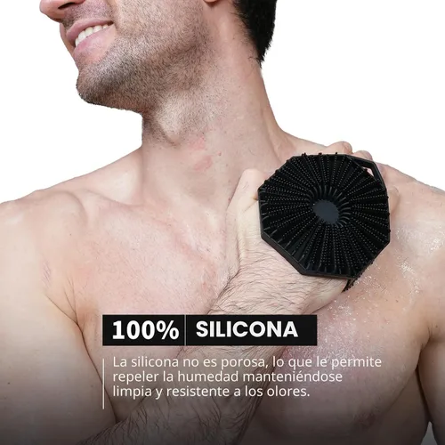 Vista 2 de iTokGoK® Exfoliador Corporal de Silicona 2 en 1 de Diseño de Doble Cara con Infusión de Plata Premium para Ducha, Cepillo Corporal Exfoliador Buffer