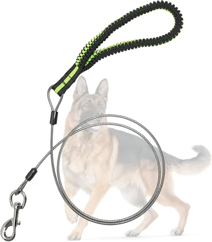 Vista 10 de Correa de perro resistente, correa de metal a prueba de mordidas para perros grandes (hasta 250 libras), correas de perro de cuerda de alambre de 5