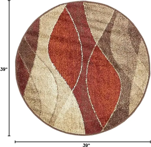 Vista 3 de Unique Loom Colección Otoño Alfombra de Área - Plantation (3' 3" Redonda, Multicolor/Beige)