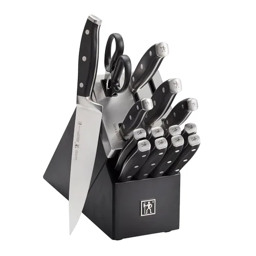 Vista 11 de HENCKELS Forged Premio - Juego de 13 cuchillos de chef, cuchillo de pelar, cuchillo utilitario, marrón claro, acero inoxidable