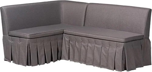 Vista 9 de Baxton Studio Meyer - Juego de banco de comedor de tela de 2 piezas, color beige Beige/Negro