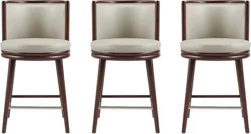 Vista 23 de Manhattan Comfort Taburete tapizado de madera moderno Evalyn Crema