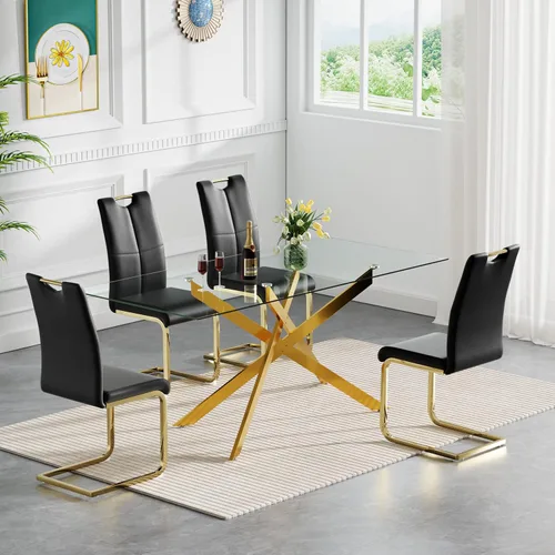 Vista 86 de HomVent Juego de mesa de comedor redonda de vidrio de 3 piezas, juego de mesa de cocina de vidrio redondo para 2 personas con 2 sillas de comedor