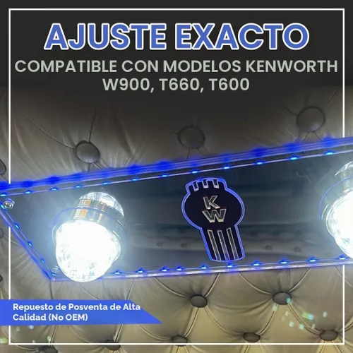 Vista 5 de Florida's Finest Customs compatible con luces de techo para dormitorio Kenworth (azul) Placa de luz de cúpula y acabado espejado Inserto