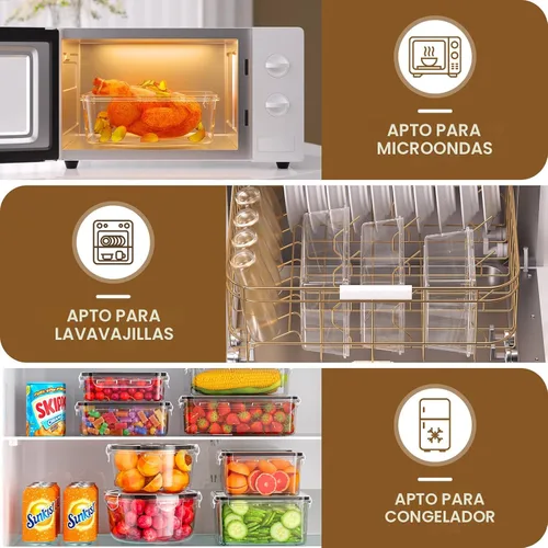 Vista 5 de KEMETHY - 50 recipientes grandes de almacenamiento de alimentos con tapas 50 Pcs
