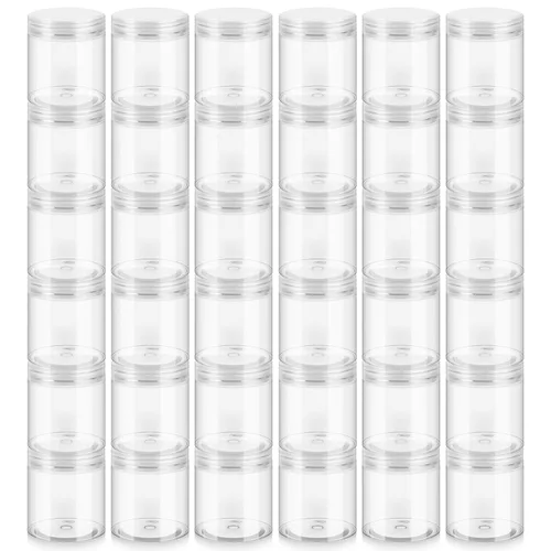 Vista 16 de Loretoy Paquete de 36 tarros de plástico de 1 onza con tapas, sin BPA, reutilizables, rellenables, recipientes de cosméticos transparentes