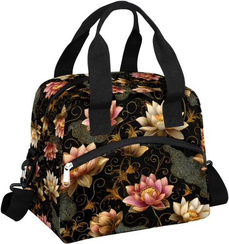 Vista 31 de Pardick Bolsa de almuerzo aislada con diseño de galaxia colorida para mujeres y hombres y adultos, con purpurina, grande, hielera, térmica A01