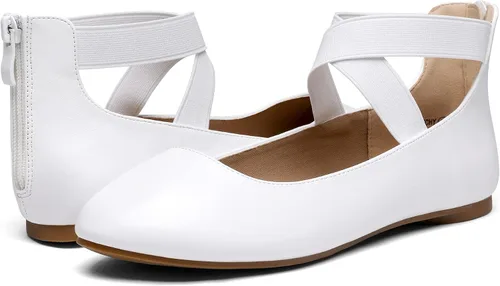 Vista 2 de Dream Pairs Zapatos planos, cómodos y de moda, para mujer, con correas elásticas para el tobillo