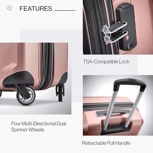 Vista 5 de Samsonite Winfield 3 DLX Spinner, Rosa, Grande de 28 pulgadas, a cuadros