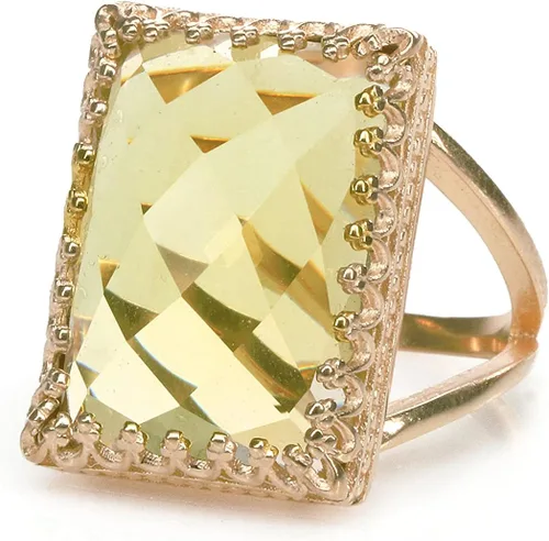 Vista 5 de Unique Yellow Quartz Ring - Lemon Quartz in 925 Sterling Silver - Gorgeous Statement Rings for Women - Jewelry for Weddings, Parties, Engagements
