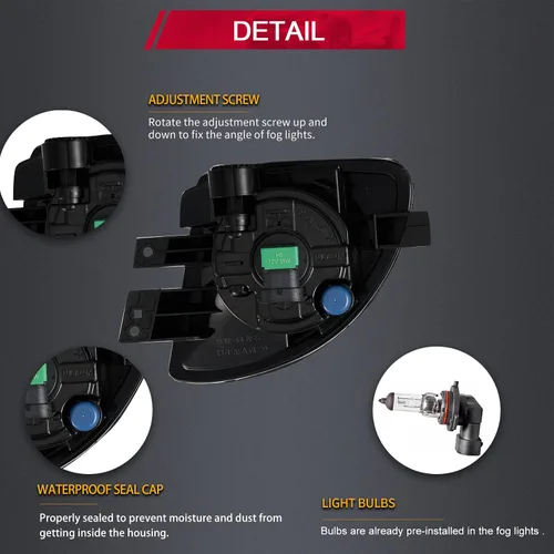 Vista 6 de Luces antiniebla compatibles con BMW 528i 535i 550i xDrive Sedan, ActiveHybrid 2011 2012 2013 5 Sedan F10 F11 5 Series 2 piezas lente transparente