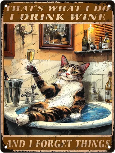 Vista 20 de Cartel de metal divertido vintage con diseño de gato de cocina con texto en inglés «Cat Never Trust A Skinny Cook», póster de metal para el hogar