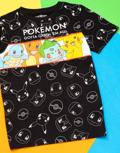Vista 3 de Pokemon Camisetas para niños con personajes de Pikachu verde o negro
