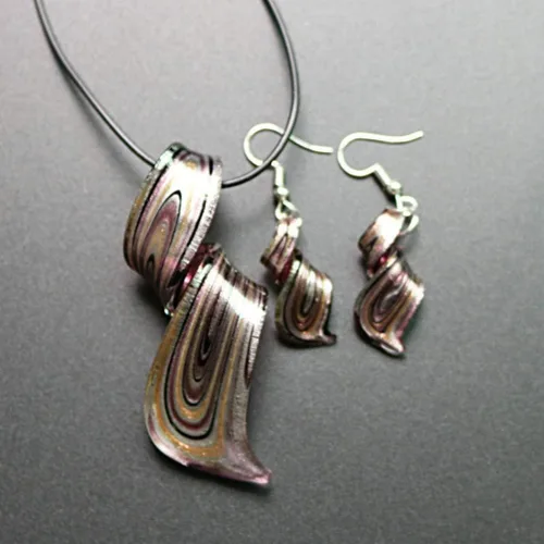 Vista 4 de Holibanna Aretes y collares en forma de espiral con colgante de cristal, joyería colgante, regalo para mujer, collar bohemio, aretes colgantes