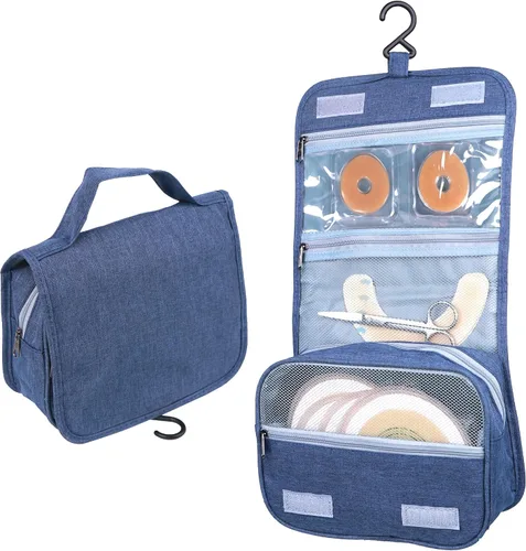 Vista 8 de Ostomy - Bolsa de viaje para colostomía, organizador colgante, bolsa de almacenamiento de accesorios, bolsa para suministros de ostomía (gris)