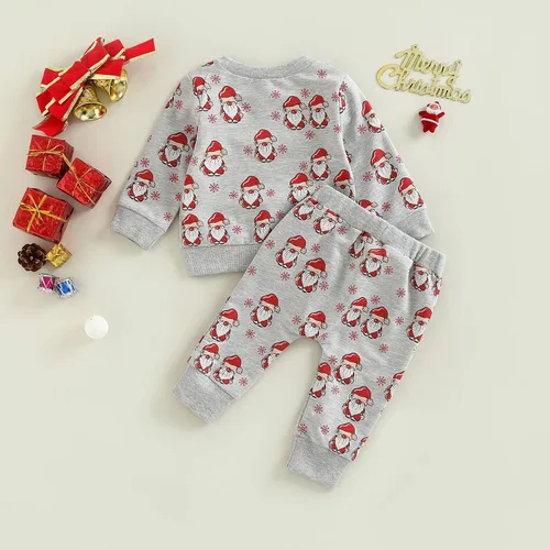 Vista 4 de Conjunto de sudadera de manga larga con cuello redondo para bebés y niñas ropa de otoño