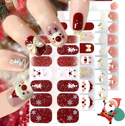Vista 18 de 8 hojas de tiras de uñas de gel de color sólido, calcomanías autoadhesivas para uñas de los pies, exquisitas calcomanías de envoltura completa