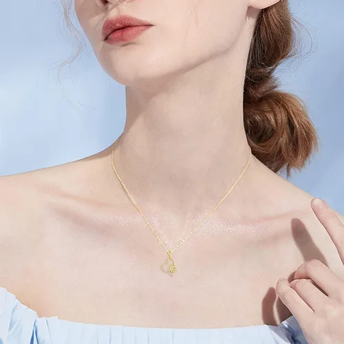 Vista 2 de SISGEM Solid 14k Gold Sunflower Heart Necklace for Women, Real Gold Flower Necklace You are May Sunshine Necklace Fine Jewelry Gifts for Wife