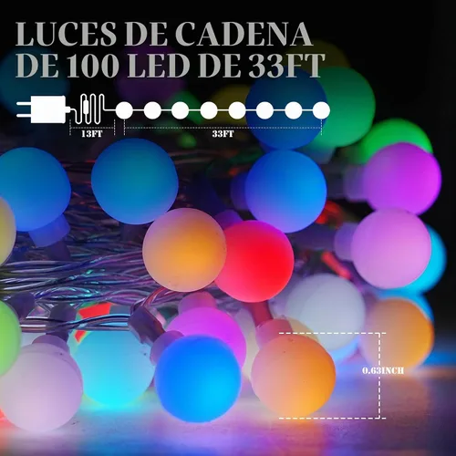 Vista 2 de LiuZpatial Luces de Navidad Inteligentes de Globo para Interiores, 33 pies 100 Luces de Hadas LED de Globo Enchufables, Aplicación y Control Remoto