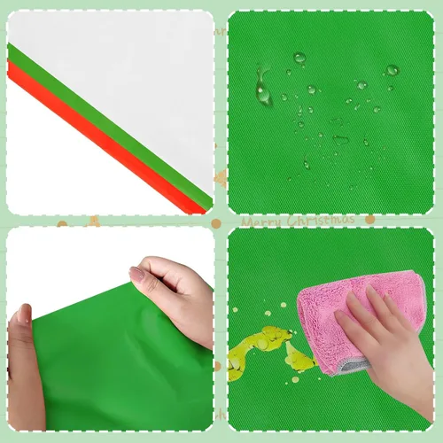 Vista 5 de 12 manteles redondos de plástico desechables para Navidad, suministros para fiestas de Año Nuevo, fundas de mesa redondas impermeables para Navidad