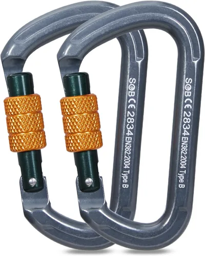 Vista 15 de SOB Clips de mosquetón de escalada con bloqueo automático, conector de mosquetón asimétrico de alta resistencia utilizado para rappel