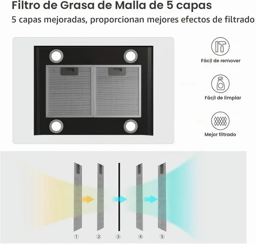 Vista 6 de JOEAONZ Campana extractora isleña negra de 30 pulgadas, 700 CFM, campana de ventilación de cocina de acero inoxidable con conductos/sin conductos