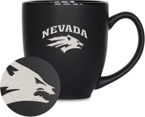 Vista 411 de Rico Industries - Taza de cerámica mate negra con grabado láser estándar de 15oz para NCAA (escuelas T & U) - Para bebidas calientes o frías