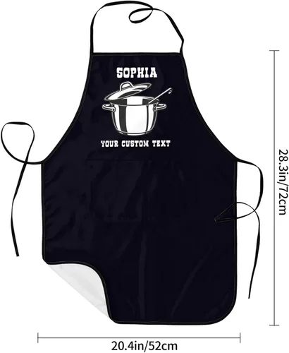 Vista 5 de WAYABO Delantal personalizado con bolsillos Adulto Unisex Cocina Delantal Personalizado Personalizado Con Nombre Texto Foto